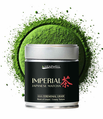 Heapwell Matcha Imperial Grade 30g Tin - Japanese AAA Ceremonial Grade Matcha Powder - First Spring Shade-Grown Leaves, Stone-Mi