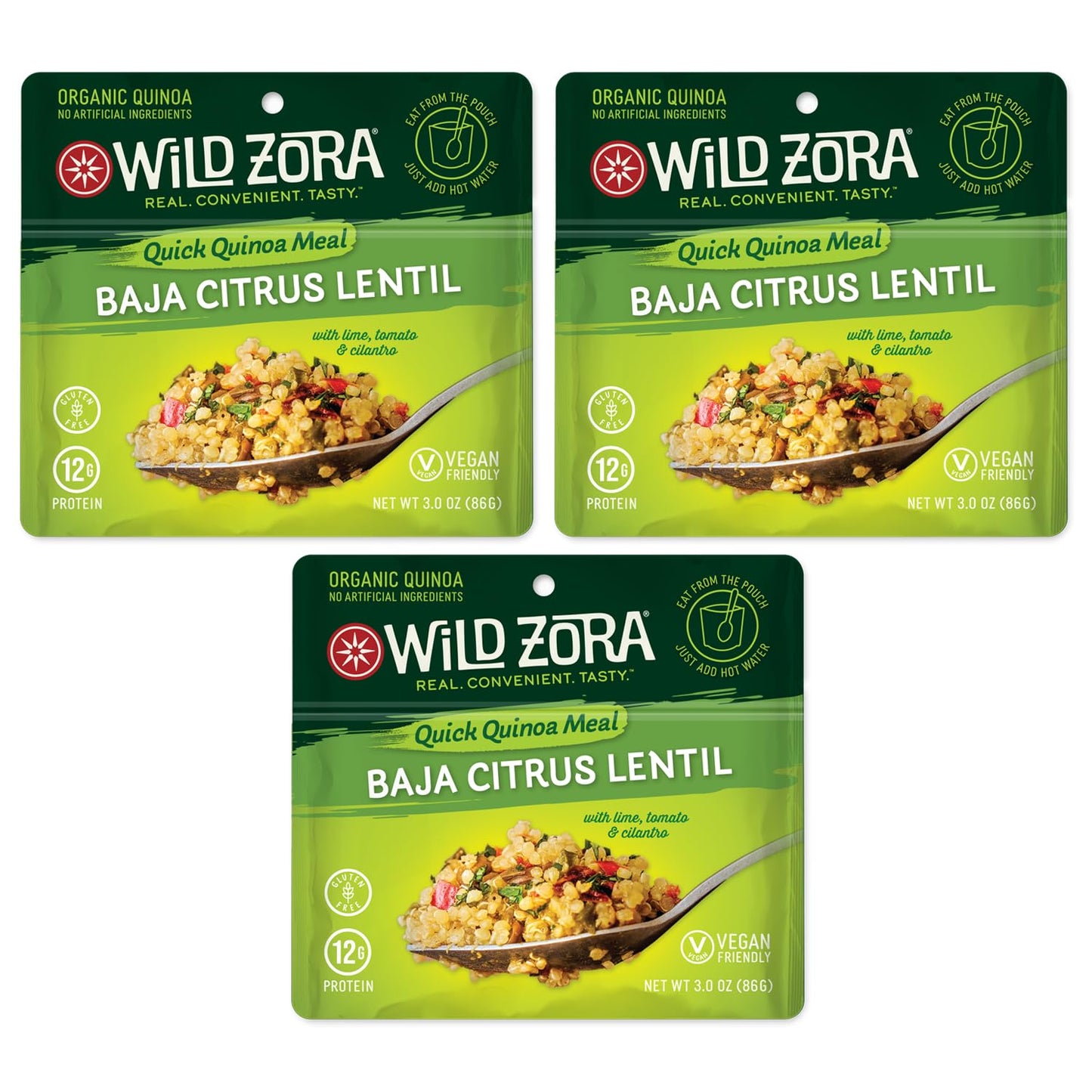 Wild Zora Instant Organic Quinoa Meals - Quick & Tasty Prepared Quinoa Bowls, Pantry Staples Gluten-Free Meal W/Lentils Plus 10G
