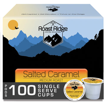 Roast Ridge Single Serve Coffee Pods, Salted Caramel, Medium Roast, 100 Count