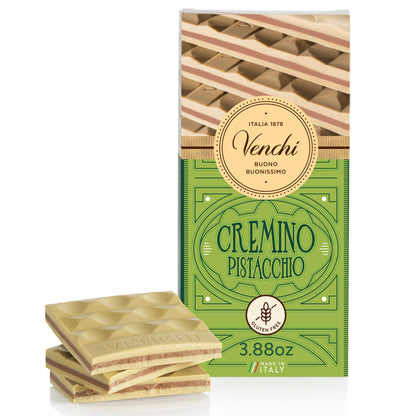 Venchi - Pistachio Cremino Chocolate Bar with Gianduja, 3.88oz - Gluten Free