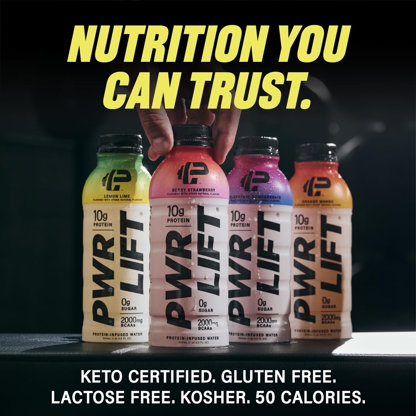 Whey Protein Water Sports Drink by PWR LIFT | Berry Strawberry | Keto, Vitamin B, Electrolytes, Zero Sugar, 10g of Protein | Pos