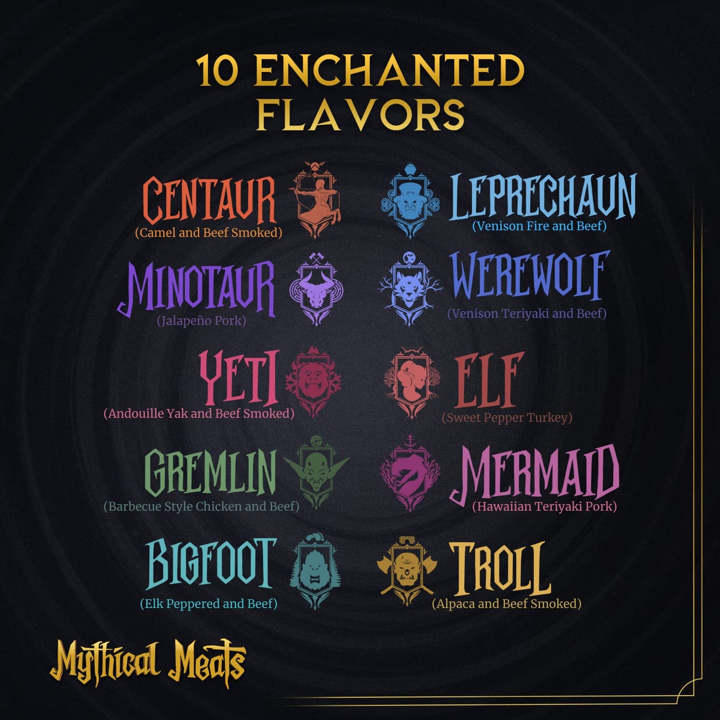 Mythical Meats Humanoid Exotic Game & Beef Sticks - Individually Wrapped Beef Jerky Sticks - Keto Friendly High Protein Meat Sna