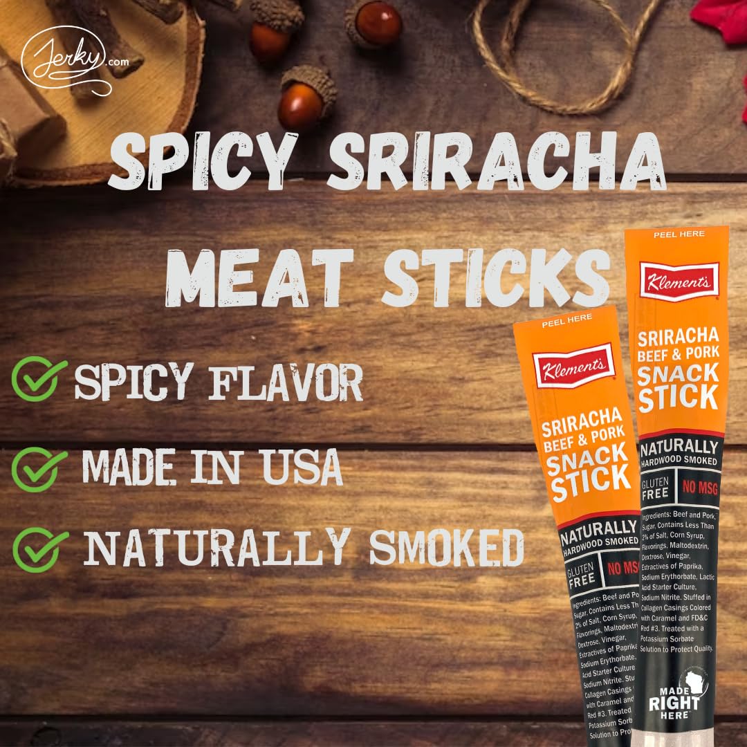 Spicy Sriracha Meat Sticks | Bold Flavor, High Protein, Low Carb, Keto, Gluten Free, No Msg, Healthy Snack Stick | Individually