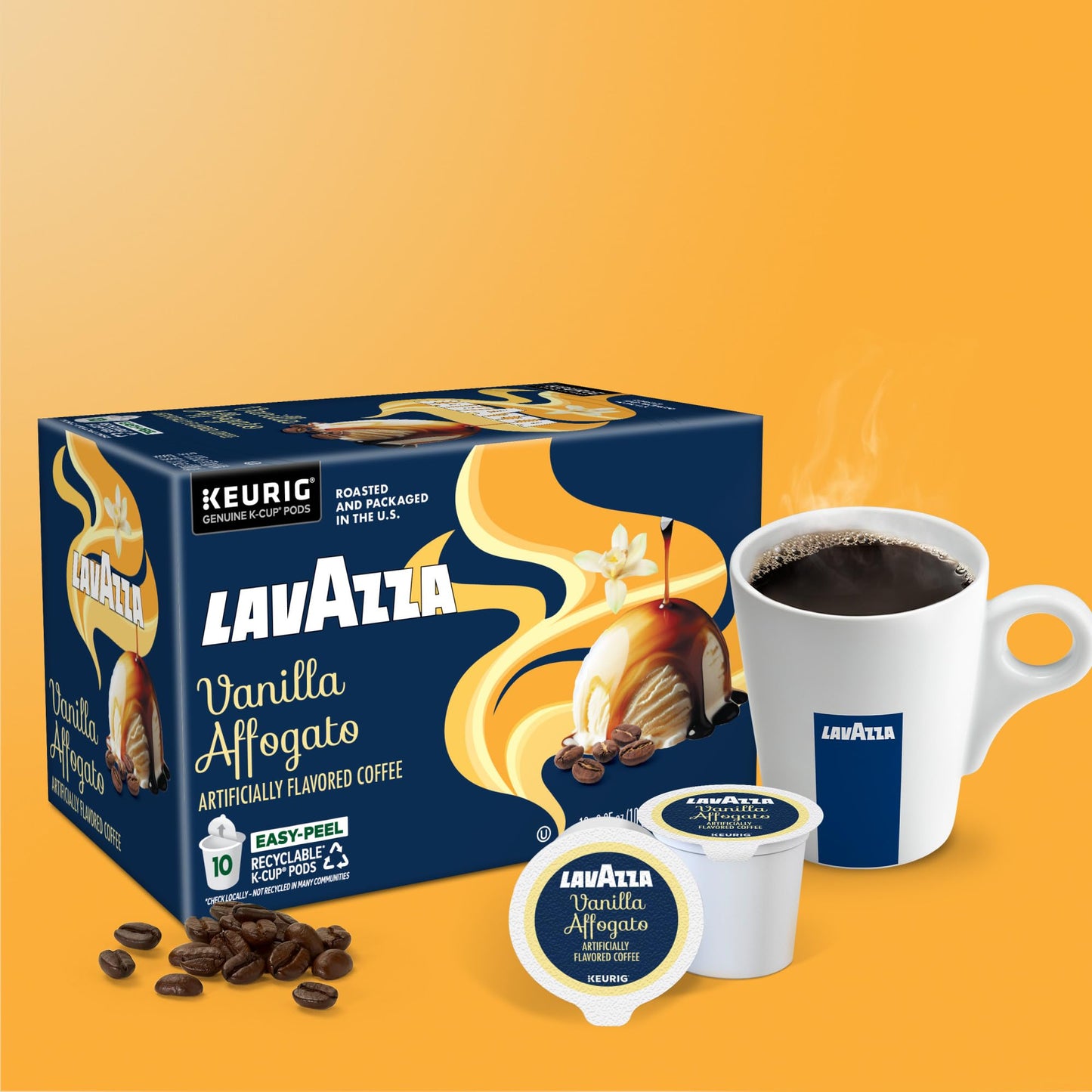 Lavazza Vanilla Affogato Coffee  Single Serve Keurig K-Cup Pods  Flavored Coffee  60-Count Box (6 Packs of 10)