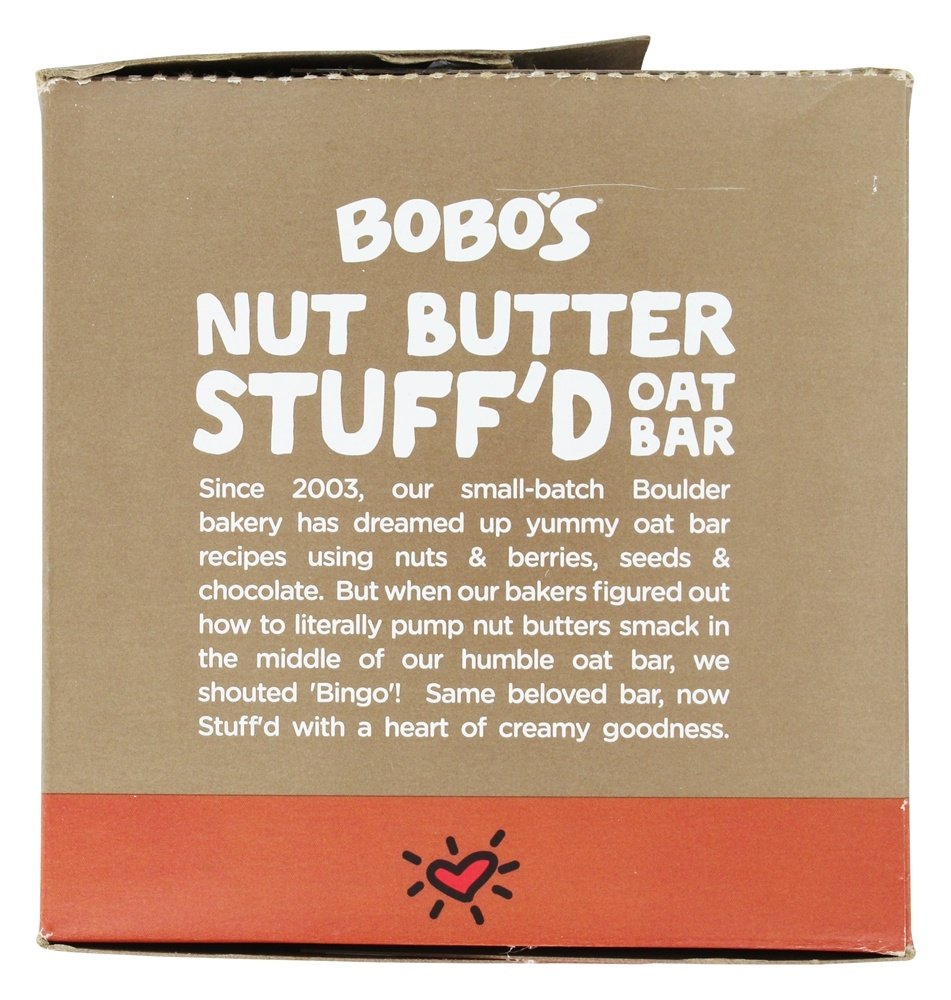 Bobos Stuffd Oat Bar, Chocolate Chip Peanut Butter, Gluten Free, Vegan, 12 Count, Brown, Model 0829262001002