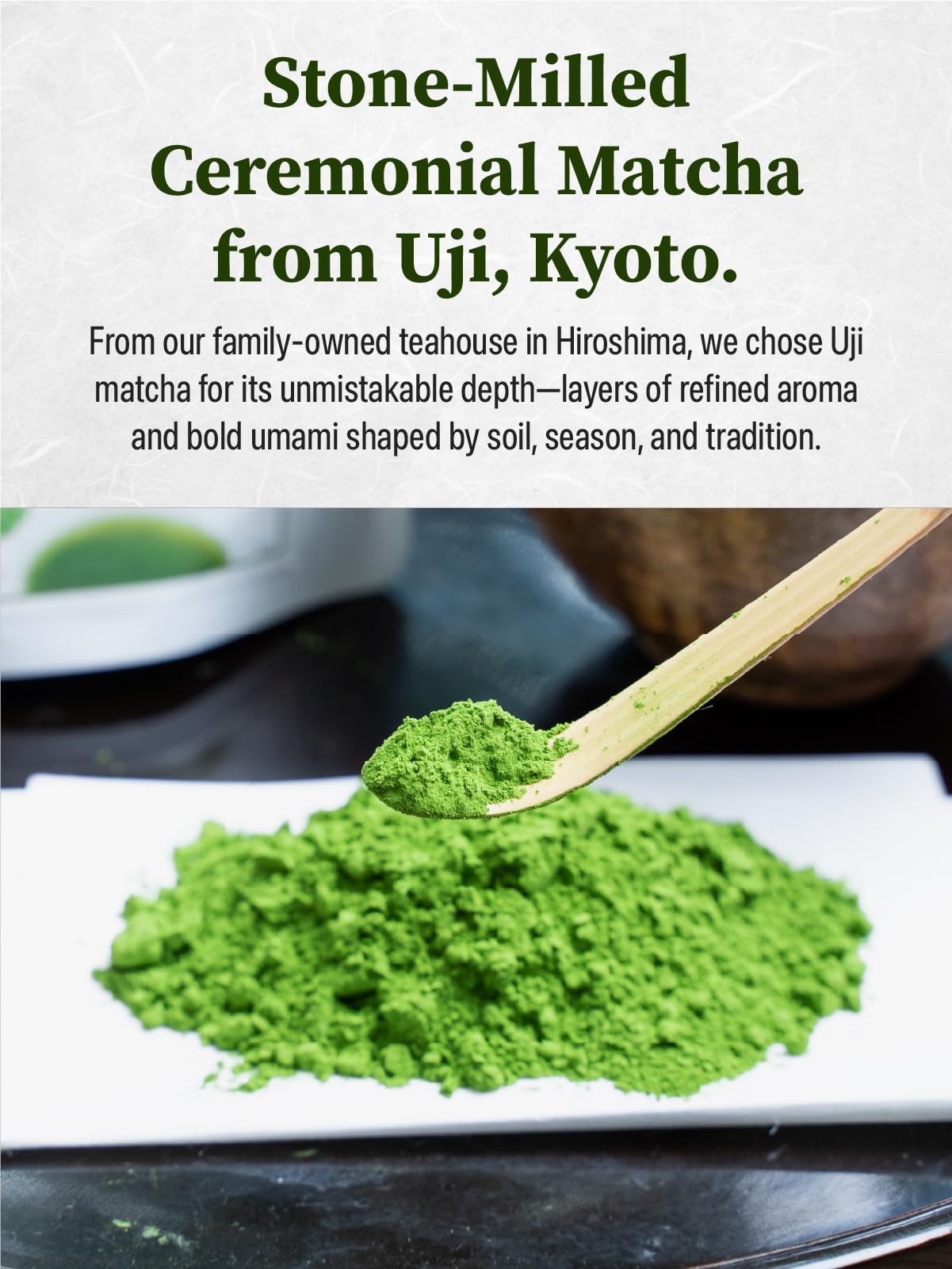 TAGASHIRA CHAHO Uji Matcha Green Tea Powder - Ceremonial Grade, Hand-picked First Harvest, 30g, 100% Product of Japan