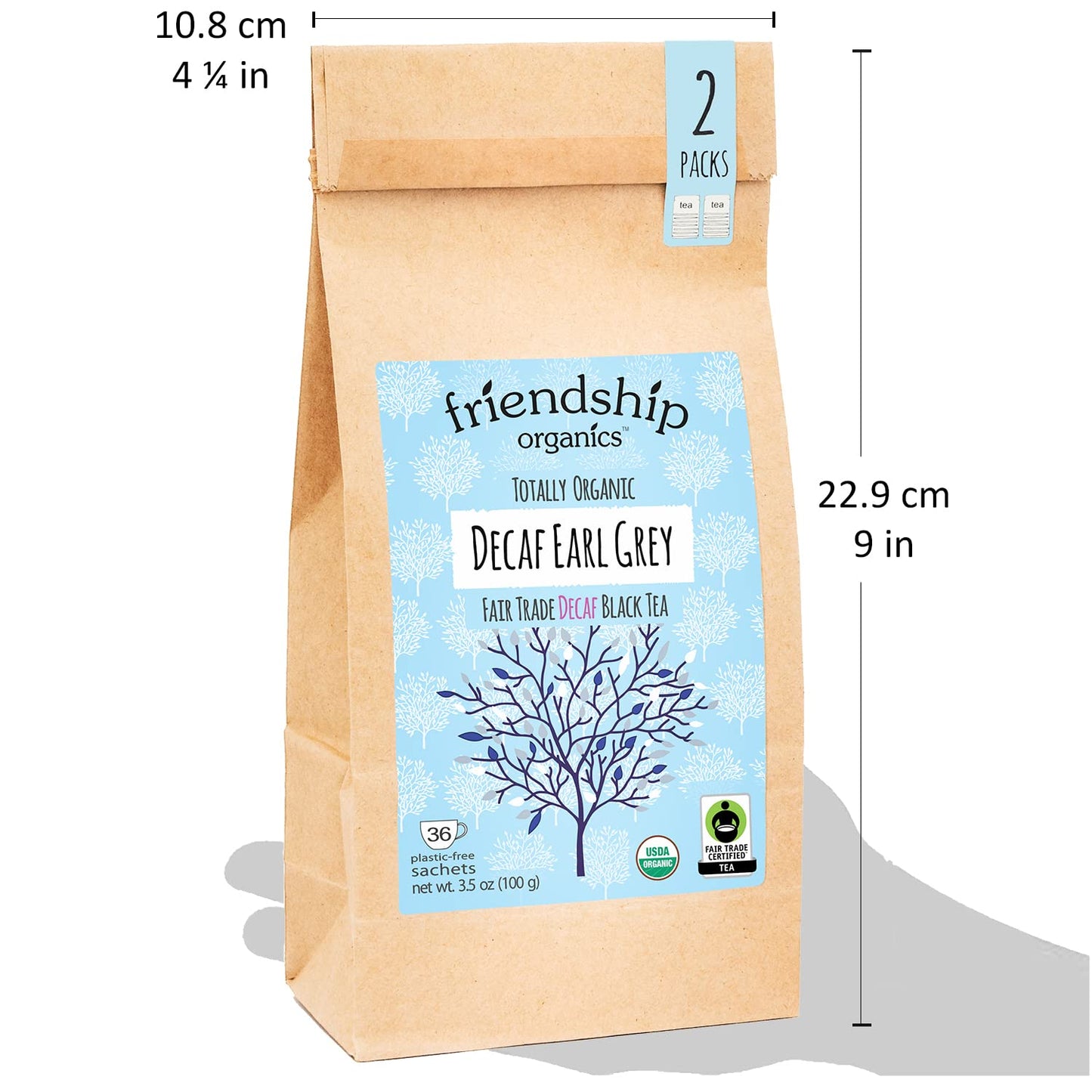 Friendship Organics Decaf Earl Grey Tea Bags, Organic And Fair Trade 36 Count