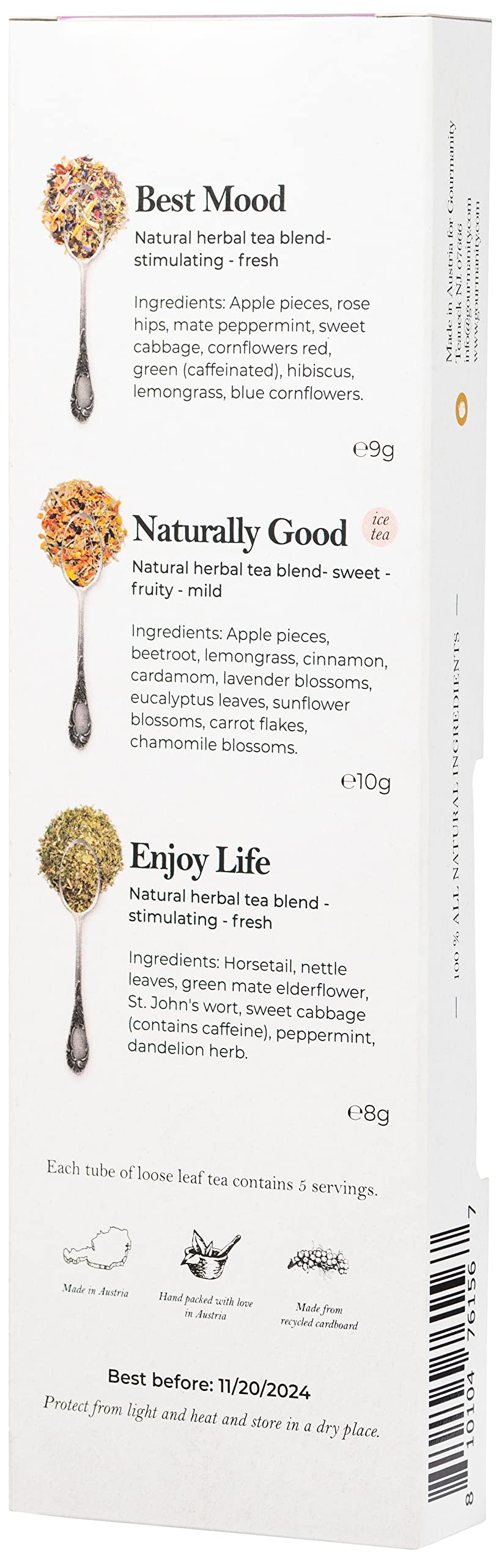 Gourmanity Loose Floral Tea Sampler Set, 3 Flavors, 0.95oz, Product of Austria