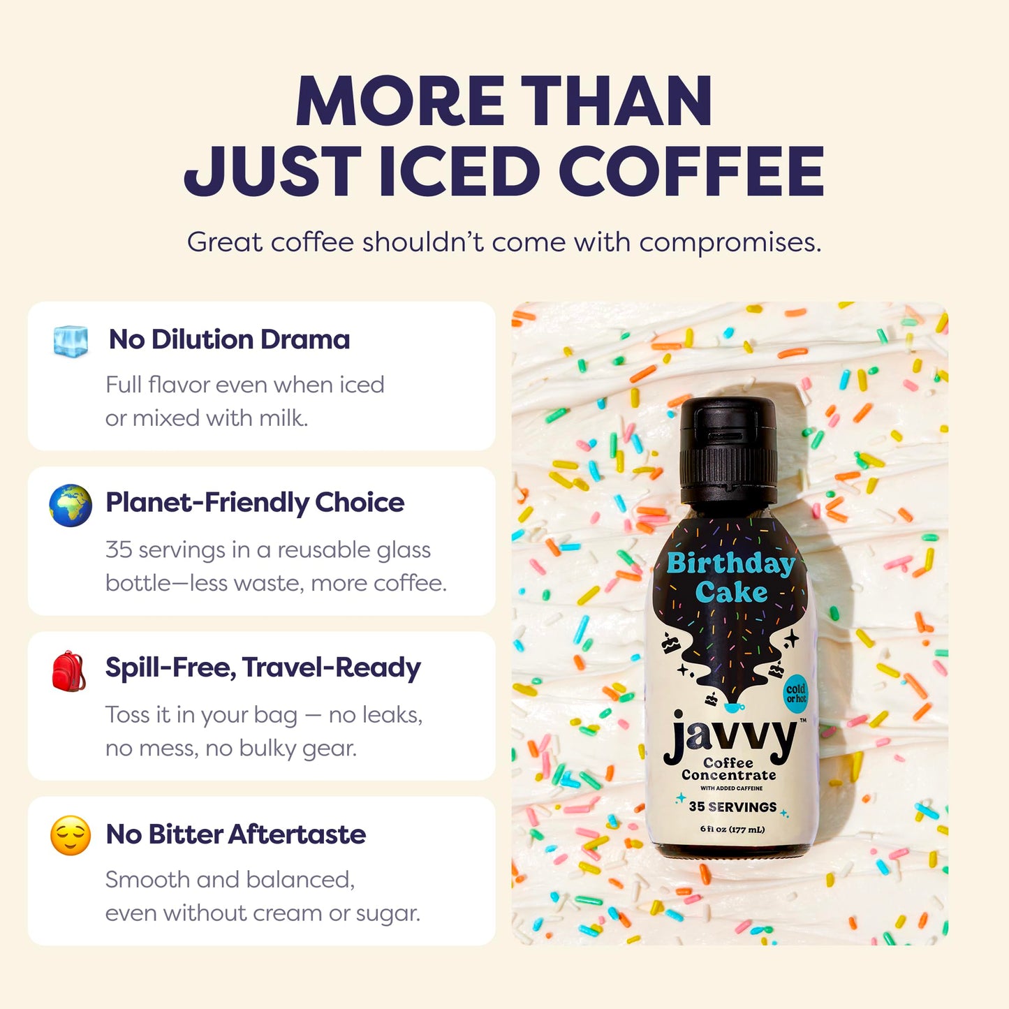 Coffee Concentrate - Limited Release Flavors - Cold Brew Coffee  Perfect for Hot or Iced Instant Coffees  Hot Drinks  Cold Brew Concentrate  35 Servings - Birthday Cake