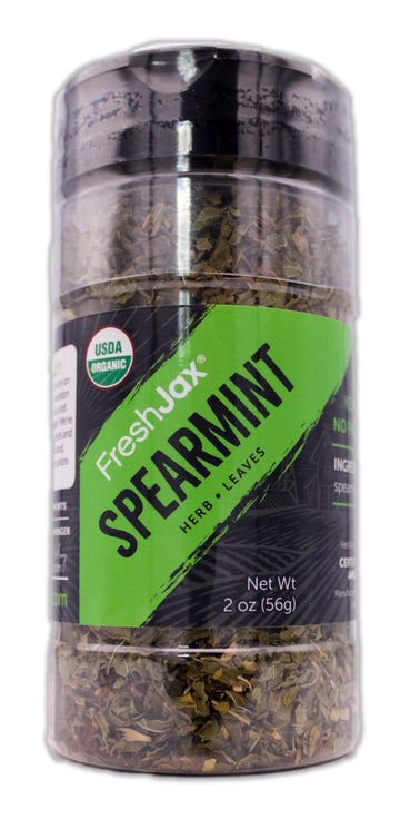 Certified Organic Spearmint - Freshjax Organic Spices, Large Bpa-Free Bottle