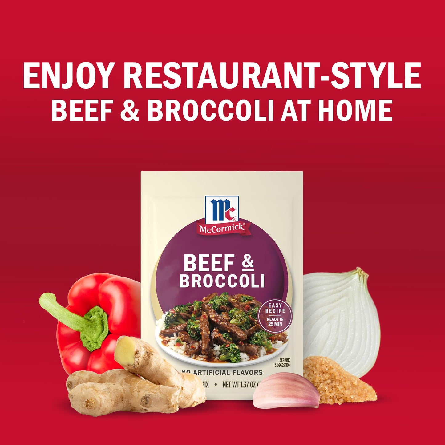 McCormick Seasoning Mix  Beef & Broccoli  No Artificial Flavors  For Restaurant-Style Beef & Broccoli in Just 25 Minutes  1.37 oz (Pack of 12)
