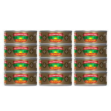 Genova Premium Yellowfin Tuna In Olive Oil, 5 Ounce Cans (Pack Of 12), Wild Caught Canned Tuna, Solid Light