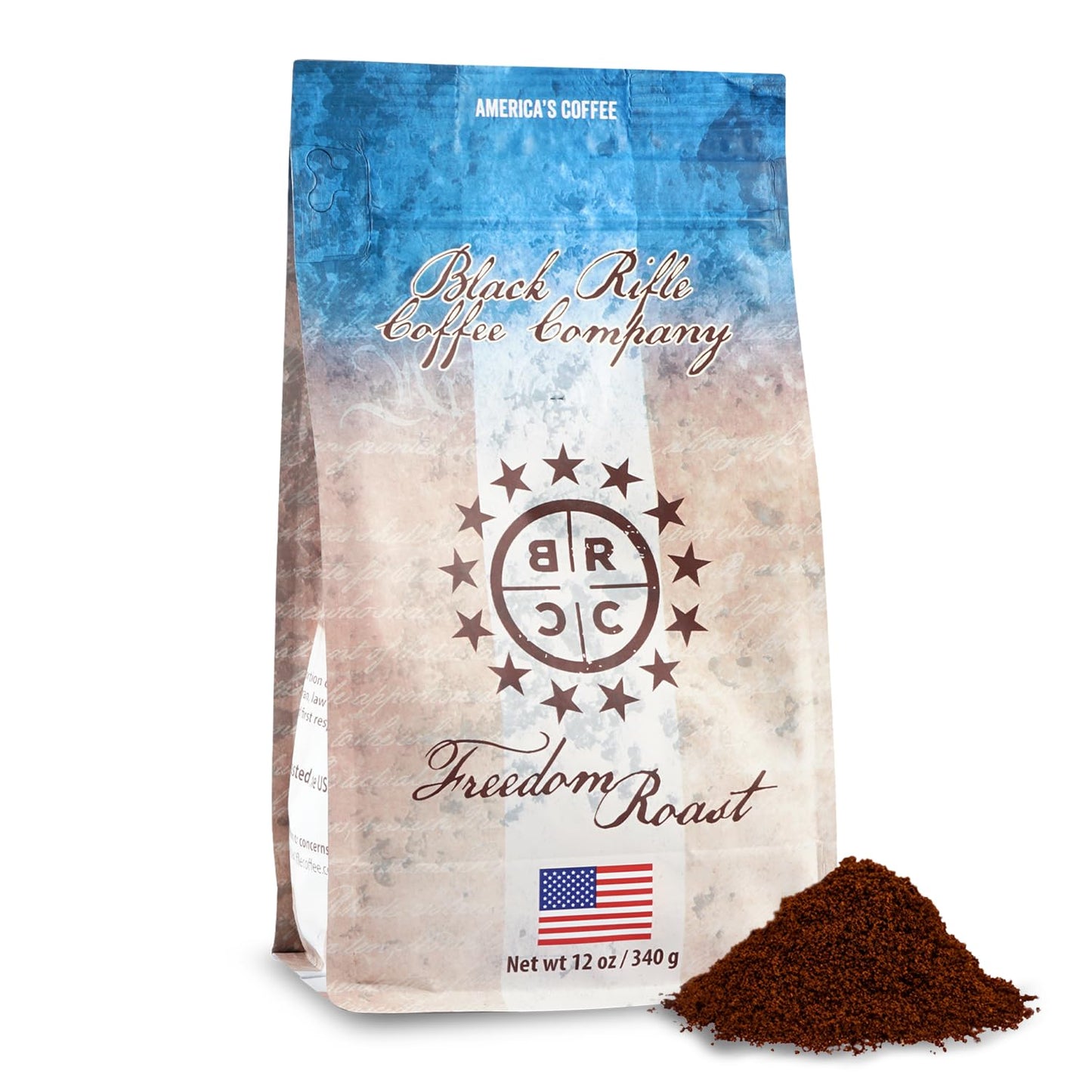 Black Rifle Coffee Freedom Roast Ground Coffee, Medium Roast, 12 Ounce Bag, Tasting Notes of Chocolate and Vanilla