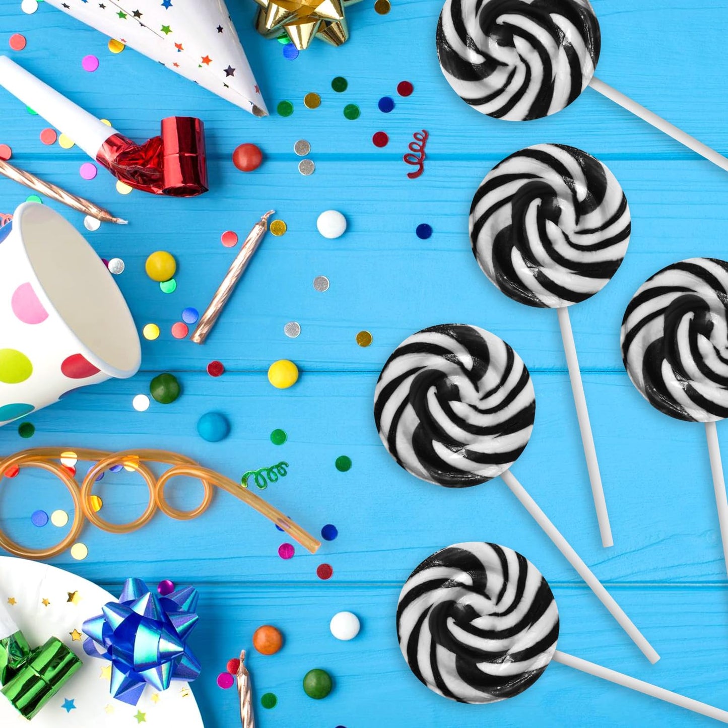 Black and White Swirl Lollipops 50pcs Pack of Suckers Individually Wrapped  Ideal Candy Lollipops for Kids Parties  Gift Bags and Celebration Decorations  Tasty Lollipop Candy that Everyone Will Love