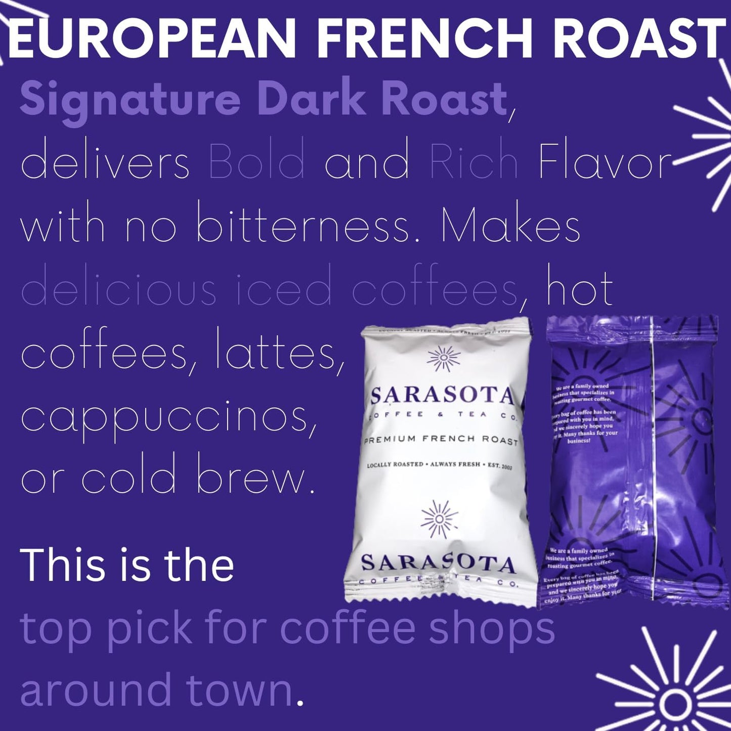 SARASOTA COFFEE & TEA CO. Coffee Ground Packets Gift Set, Assorted Variety, Medium & Dark Roast, 2 Oz Bags, 36 Count