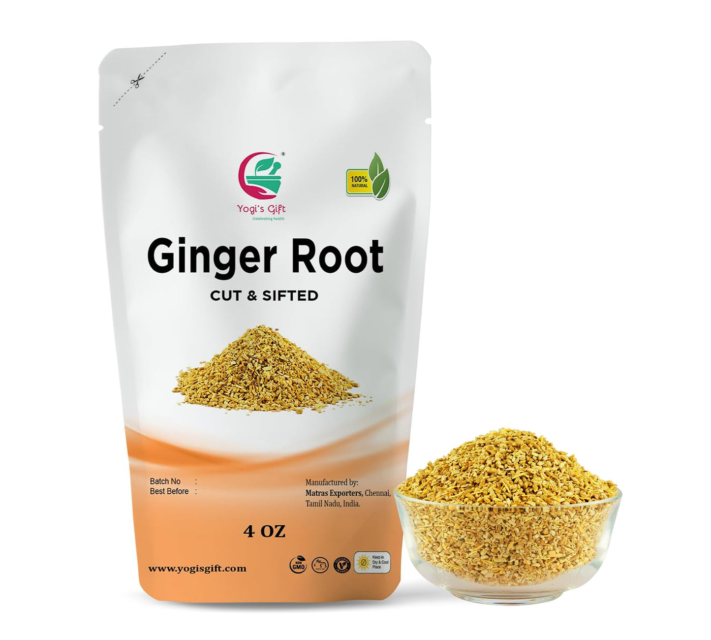Dried Ginger Root 4 oz | Cut and Sifted Dried Ginger Pieces | As Spicy as Fresh Ginger | Flavourful Indian Spice |100% Pure and 