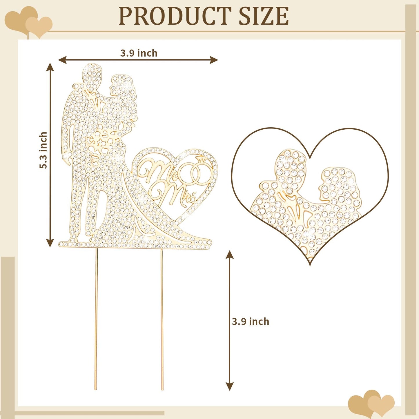 Gafatory Wedding Cake Topper Rhinestone Metal Mr And Mrs Cake Topper Wedding Bride And Groom Bridal Shower Theme Birthday Party