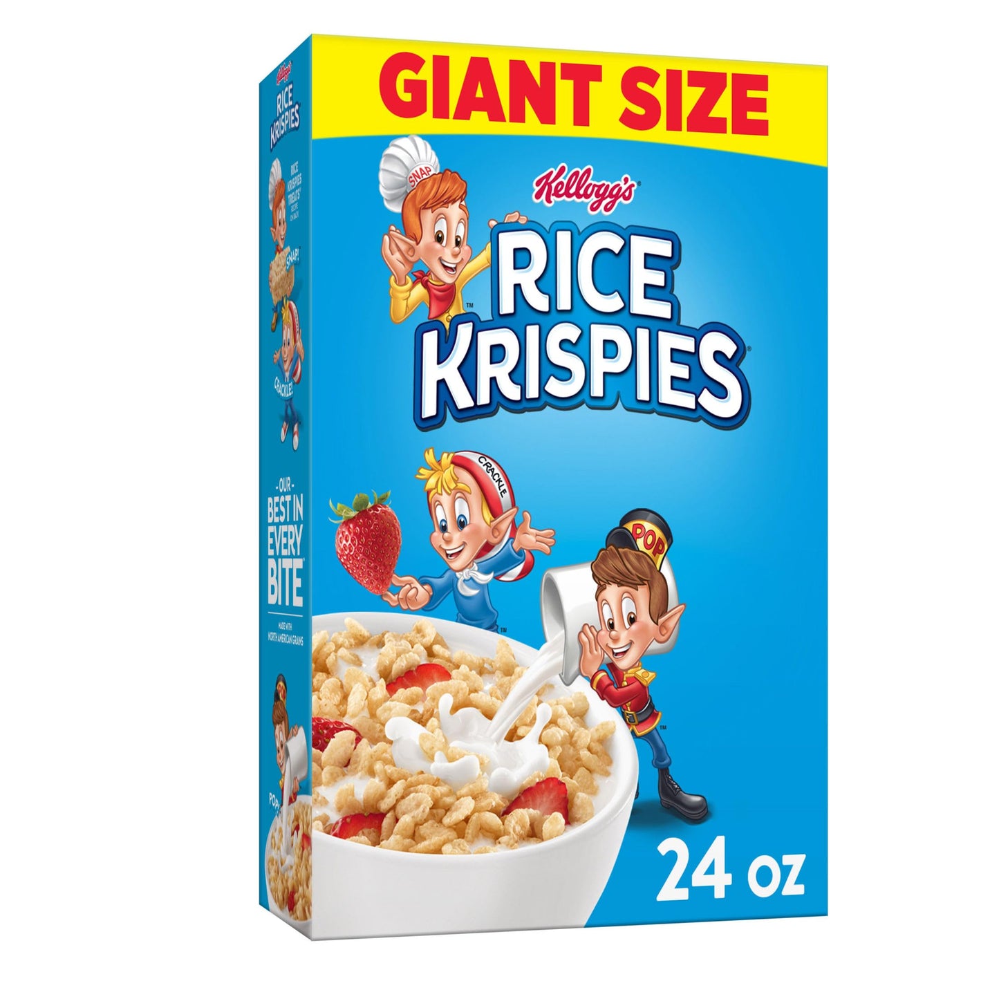 Kelloggs Rice Krispies Cold Breakfast Cereal, 8 Vitamins and Minerals, Rice Krispies Treats, Giant Size, Original, 24oz Box (1 