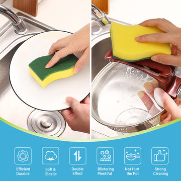 Aidea Heavy Duty Scrub Sponge-12Count, Cleaning Scrub Sponge, Stink Free Sponge, Effortless Cleaning Eco Scrub Pads For Dishes,P