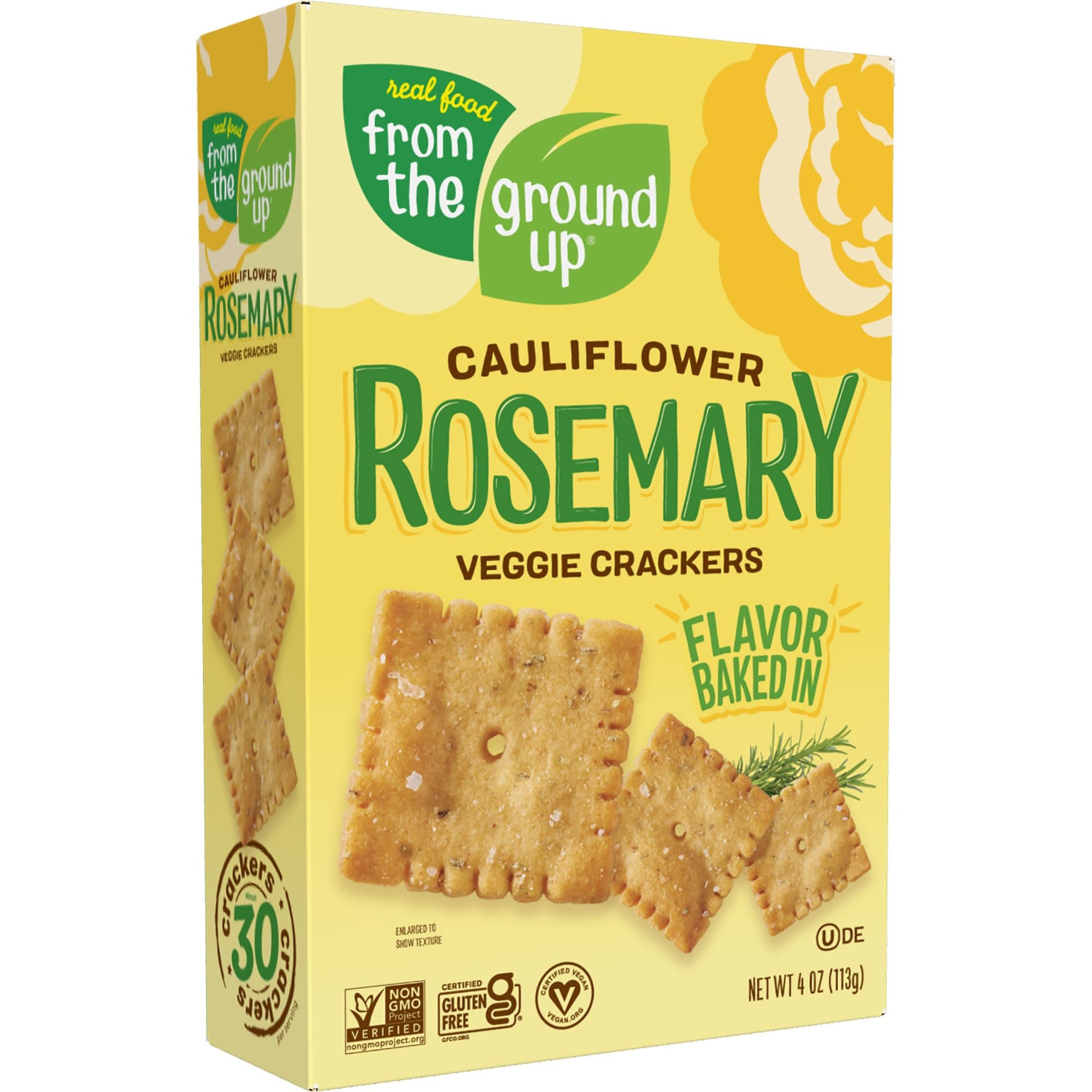 Real Food From The Ground Up Cauliflower Rosemary Crackers(Pack of 6)