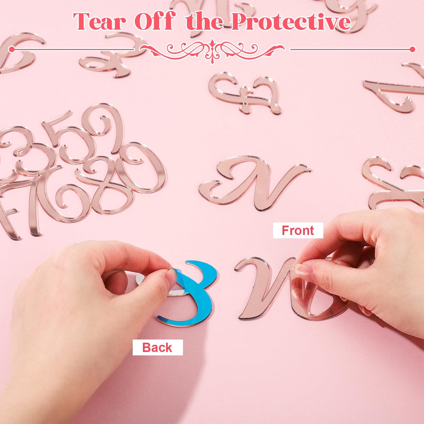 Jspupifip 64Pcs Rose Gold Acrylic Cake Topper, Glitter Numbers & Alphabet Decor, Personalized Cake Picks For Anniversary, Baby S