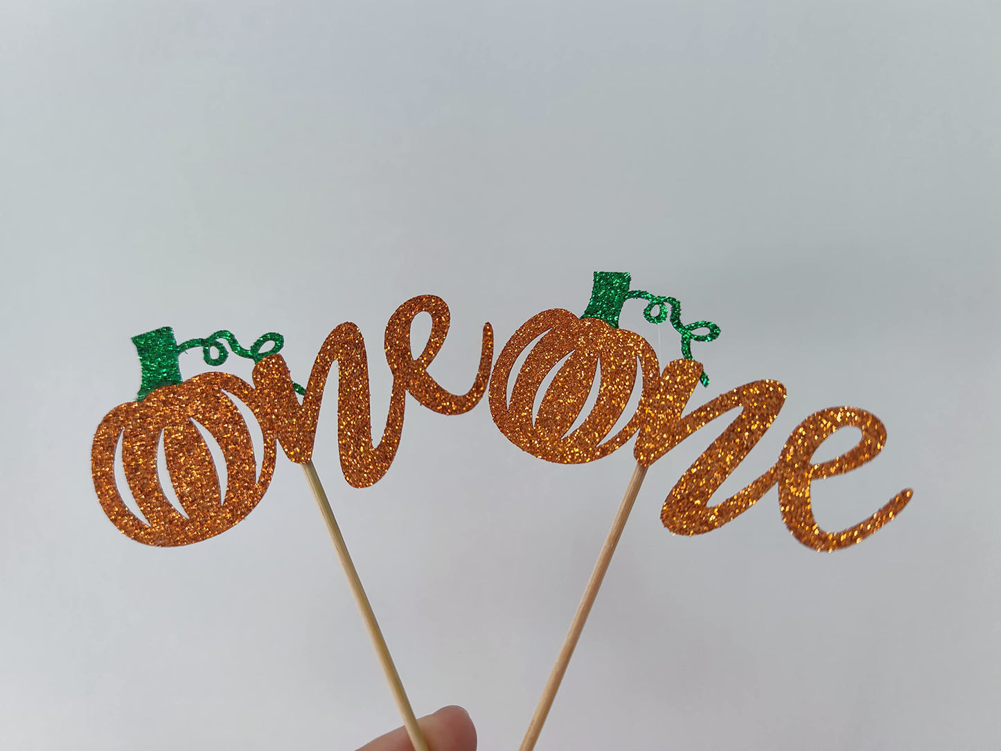 24Pcs Orange Glitter Pumpkin One Cupcake Toppers, Little Pumpkin 1St Birthday Cupcake Toppers One Pumpkin Cupcake Picks For Firs