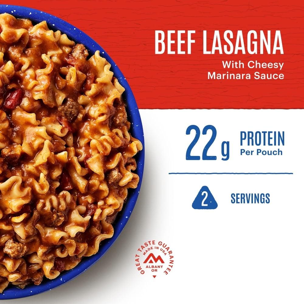 Mountain House Lasagna With Meat Sauce | Freeze Dried Backpacking & Camping Food |6-Pack