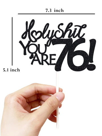 Happy 76Th Birthday Cake Topper 76 Birthday Cake Toppers-Black Glitter, Funny 76Th Cake Topper For Men For Women, 76Th Birthday
