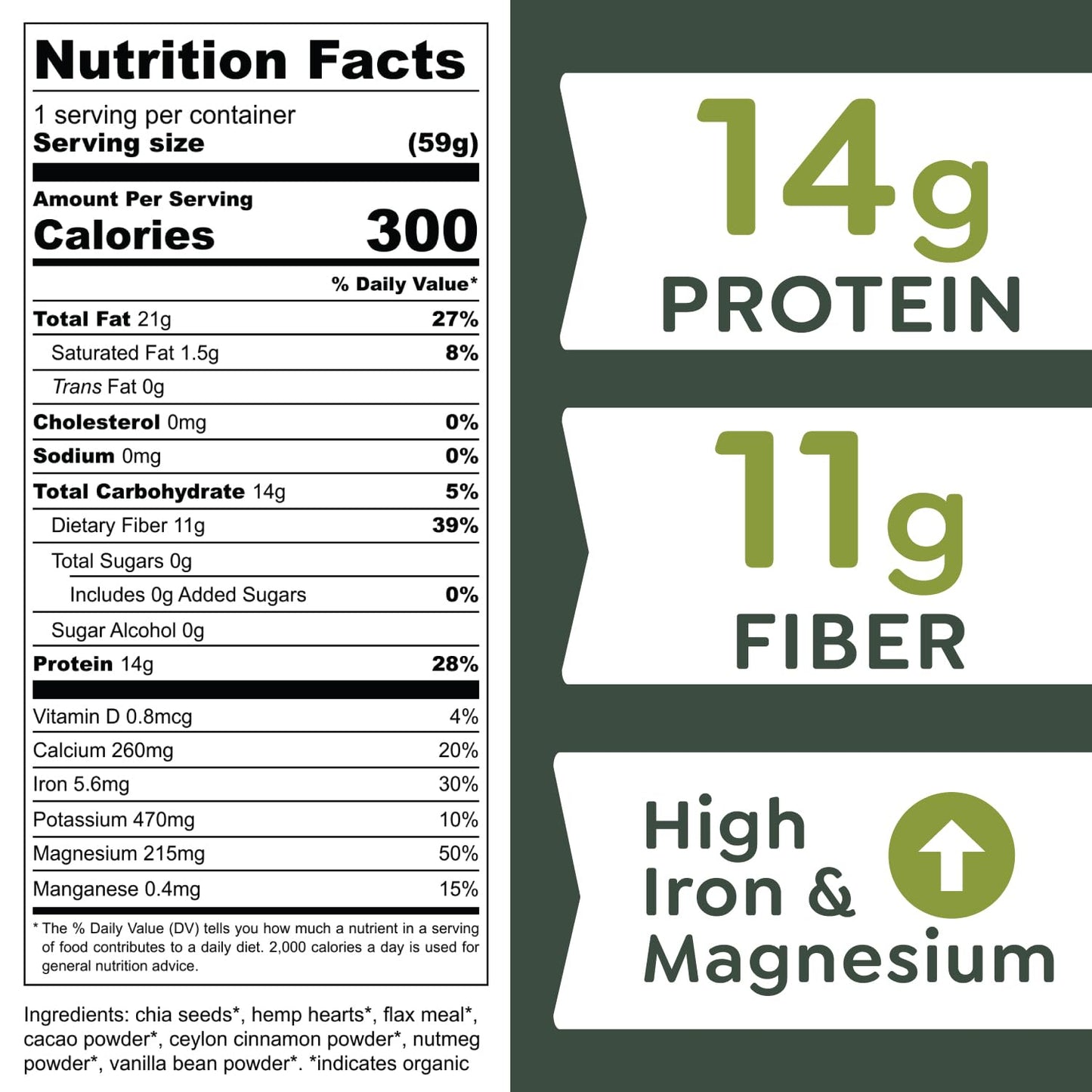 Witzi'S No Oats Oatmeal Alternative, Cacao, 2Oz (Pack Of 6), Made With Chia Seeds, Cinnamon & Chocolate, Grain Free, Gluten Free