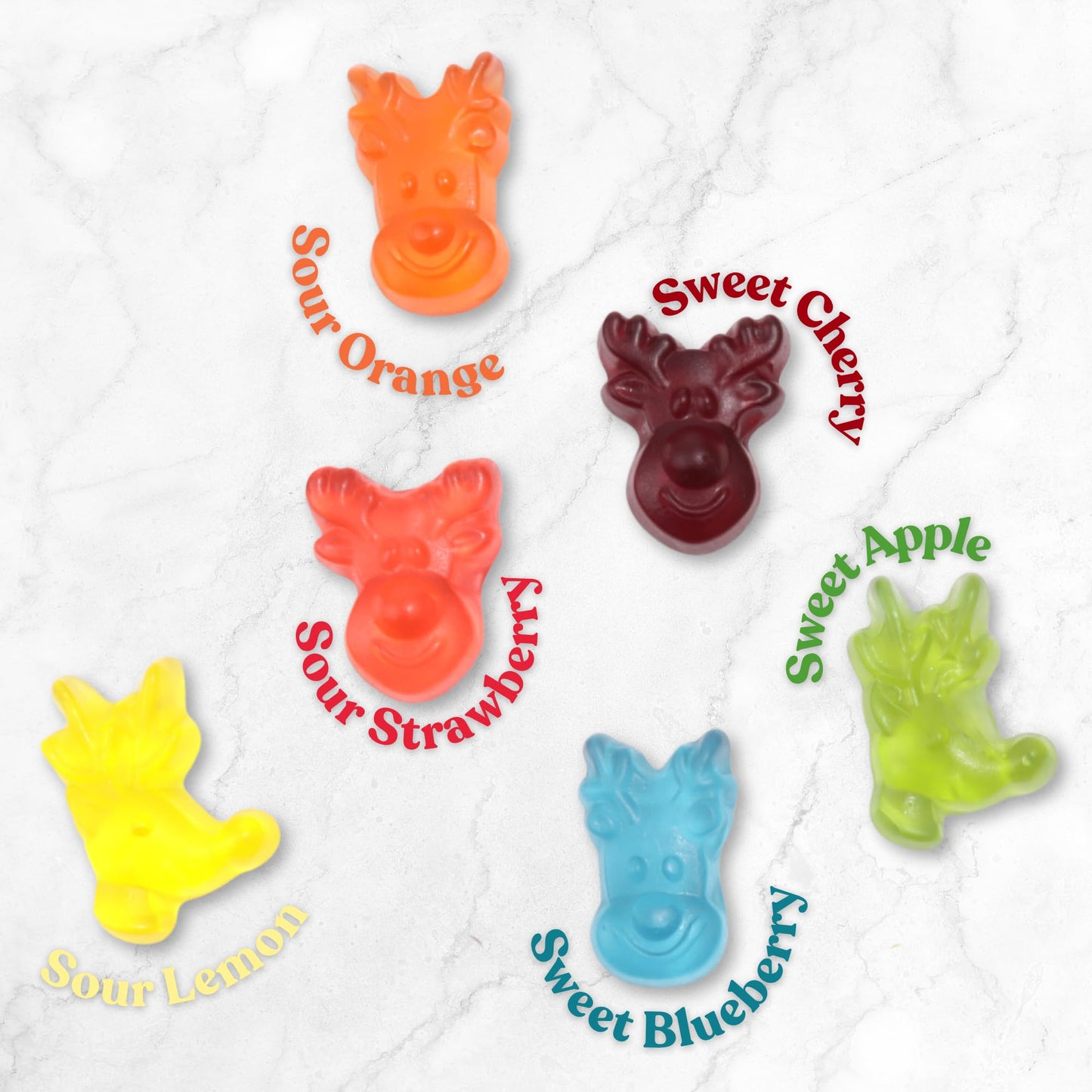 Christmas Haribo Gummy Bears And Sweet And Sour Reindeer, Festive Chewy Fruit Candies, Stocking Stuffer Gifts, 4 Ounces (Pack Of 4)