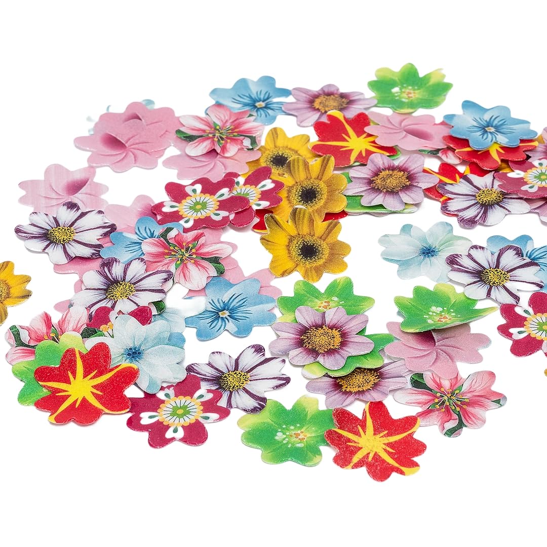 KSINWCOI Edible Flower Wafer Paper Cake Toppers 120pcs Rice Paper for Baking Birthday Party Decorations