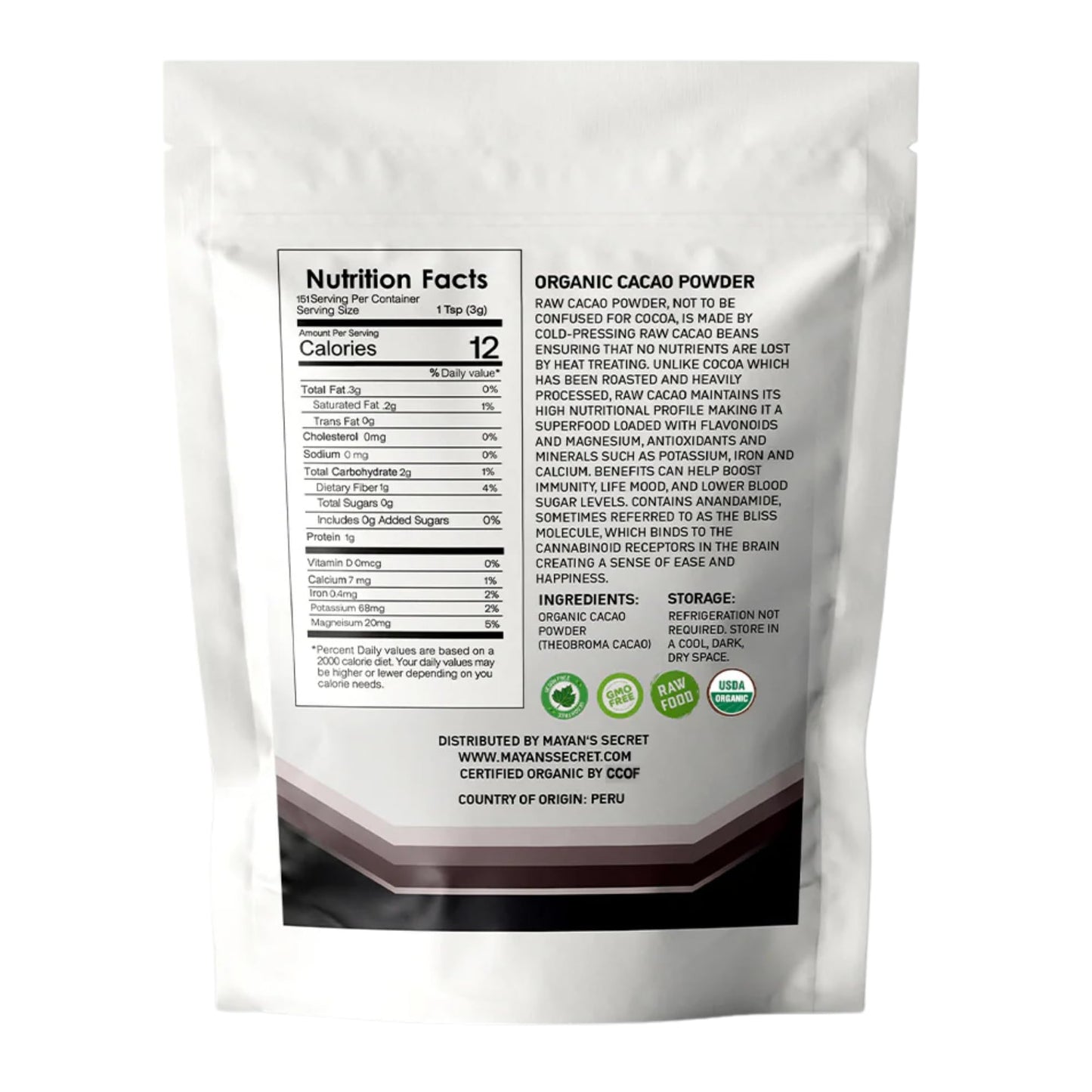 Mayans Secret - Organic Cocoa Powder Unsweetened Raw Cacao Powder Organic for Smoothie  Coffee and Drink Mixes (1 Pound (Pack of 1))