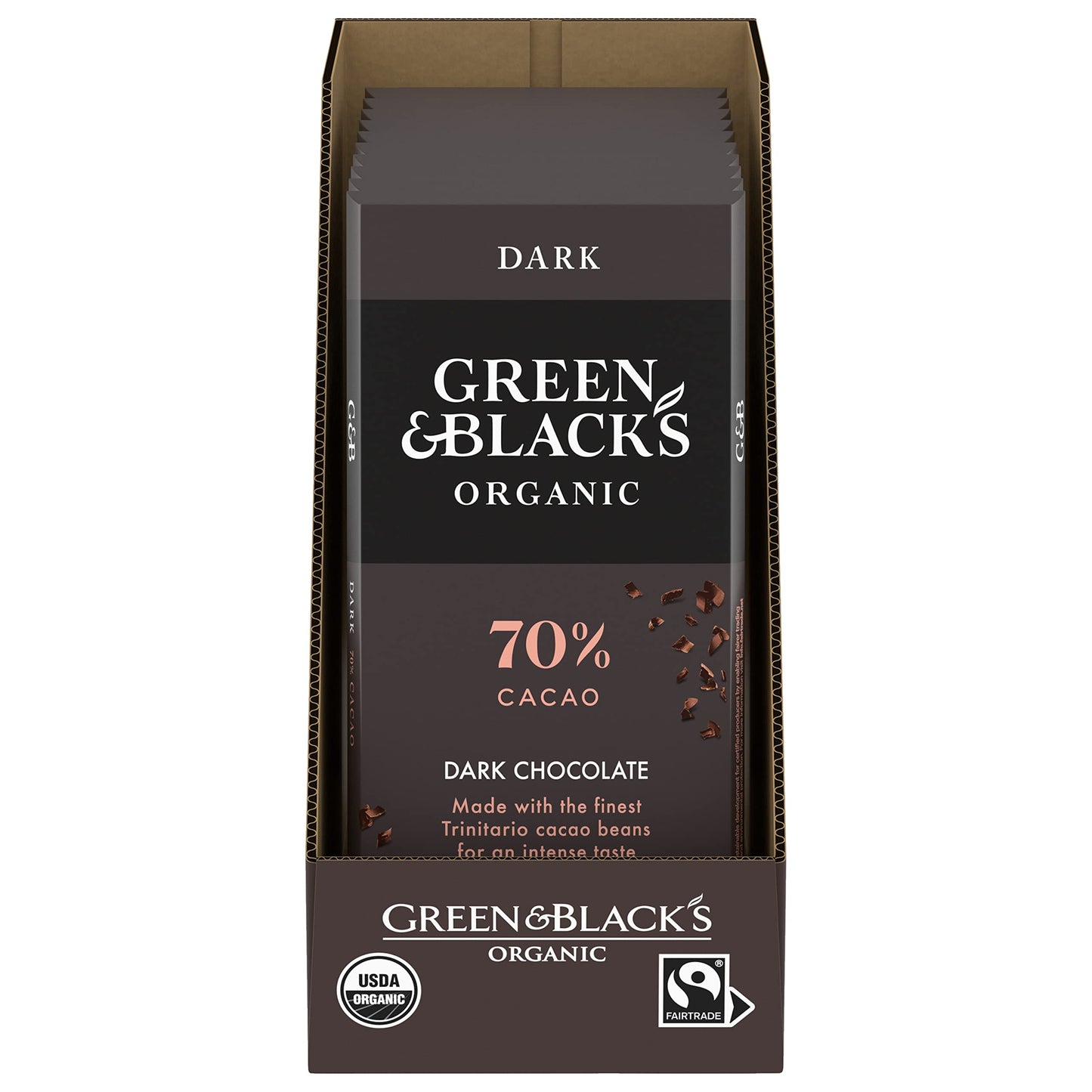 Green & Blacks Organic Dark Chocolate Bar, 70% Cacao, 3.17 oz, Pack of 10