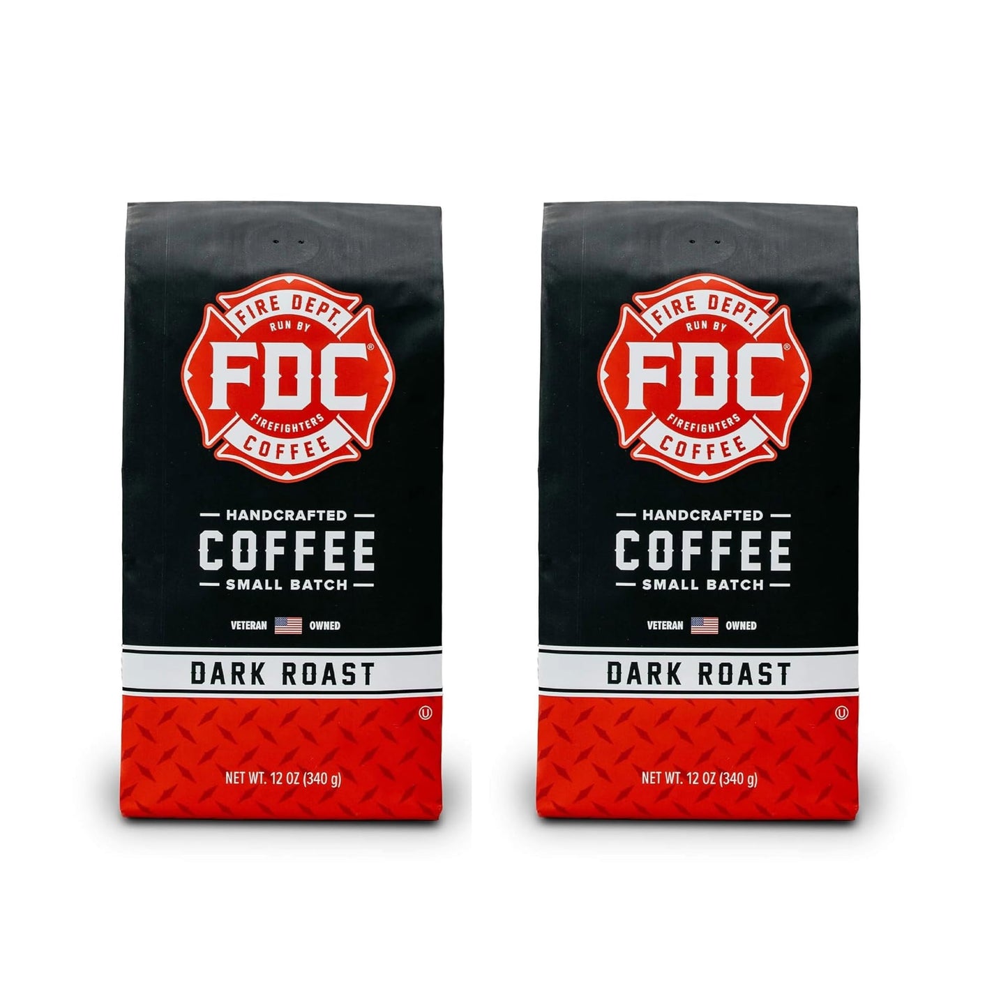 Fire Department Coffee Dark Roast Whole Bean Coffee, Bold & Smooth, 12 oz (Pack of 2), Veteran Owned, Roasted in the USA