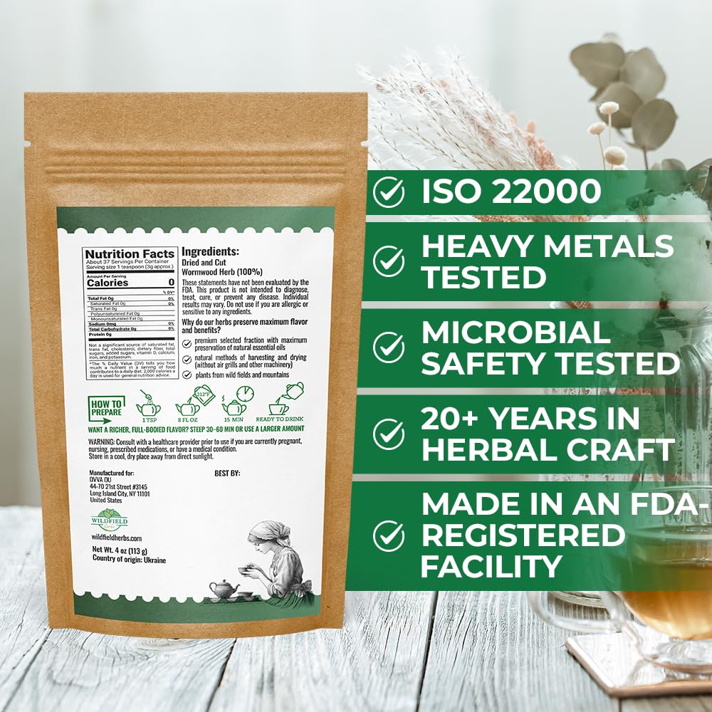 4 oz. Wormwood Tea Wormwood Herb Dried Herb Tea (Artemisia Absinthium) - 113g Dry Wood Worm Artemisiae Absinthii Herba Artemisa