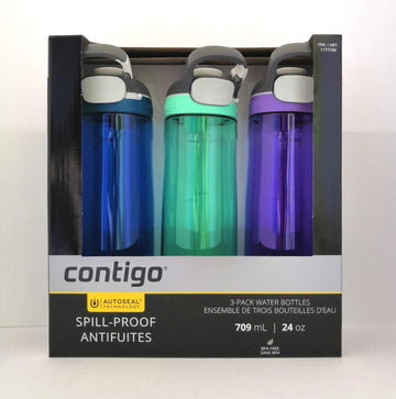 Contigo AUTOSEAL Spill-Proof Water Bottles, 24 Oz Total 3 Bottles (Monaco/Jade/Orchid, 24 oz. (3-Pack))