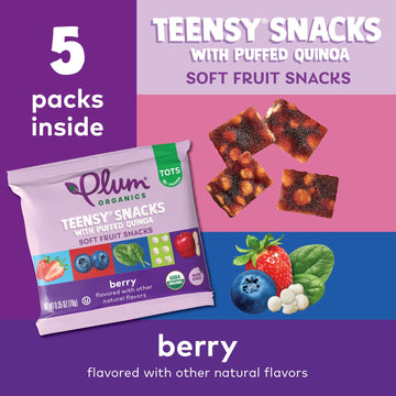 Plum Organics Teensy Snacks Soft Fruit Snacks - Berry With Puffed Quinoa - 0.35 Oz Bags (Pack Of 40) - Organic Toddler Food Frui