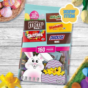 Mars Skittles, M&M'S, Snickers, Starburst & Milky Way Easter Candy Variety Pack - 160 Ct Bulk Bag
