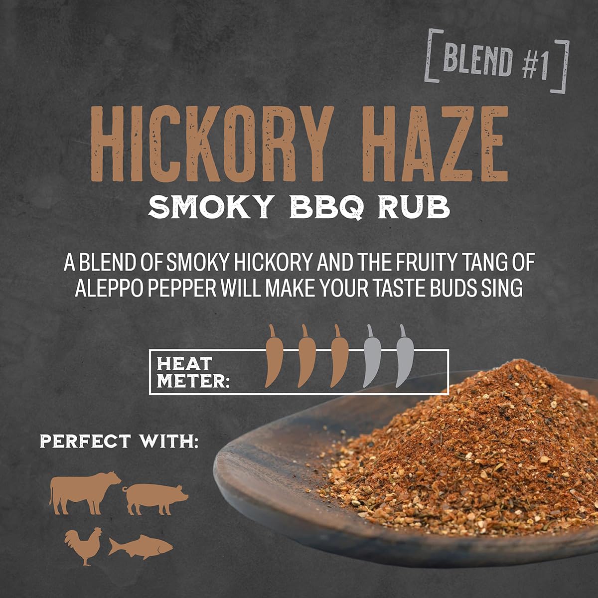 Spice Guru Hickory Haze BBQ Rub - 3 Pack, 1.33 Ounce Each - Seasoning for Cooking and Grilling