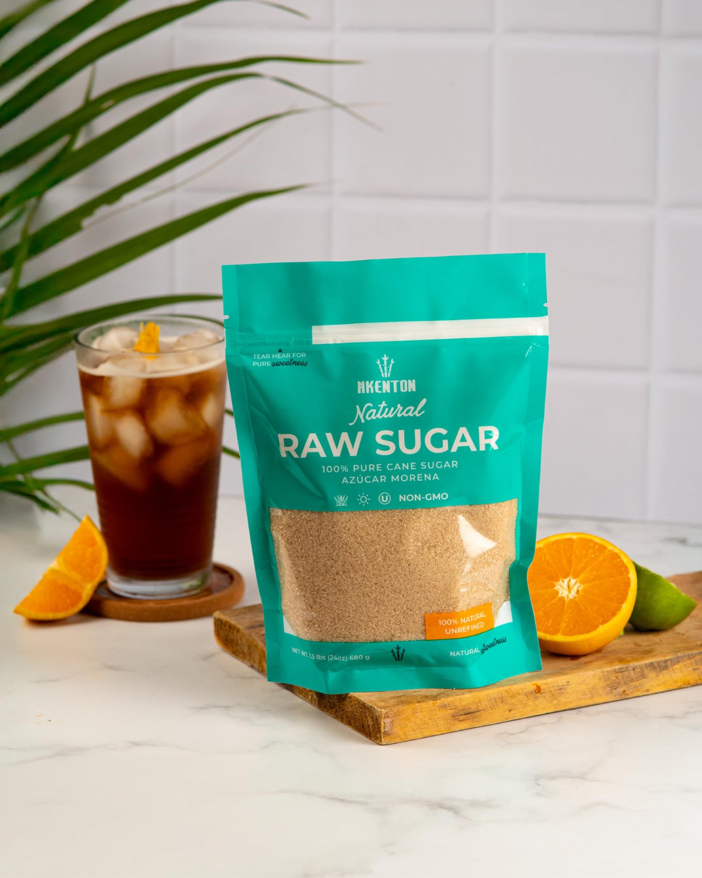 Akenton Natural Raw Cane Sugar, 3 Pound Resealable Bag | 100% Natural, Unprocessed, Unbleached, Unrefined Sugar | Gluten-Free, V