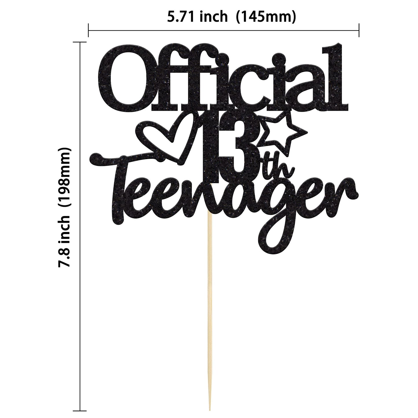 Gyufise Black Glitter 13 Official Teenager Cake Topper 13Th Birthday Cake Topper For 13Th Birthday Party Decoration Supplies