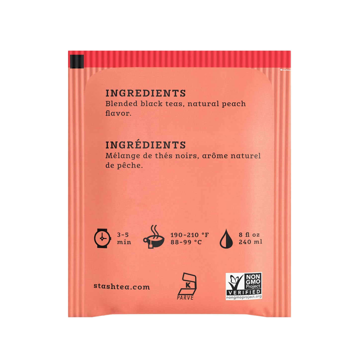 Stash Tea Peach Black Tea, Box Of 100 Tea Bags (Packaging May Vary)