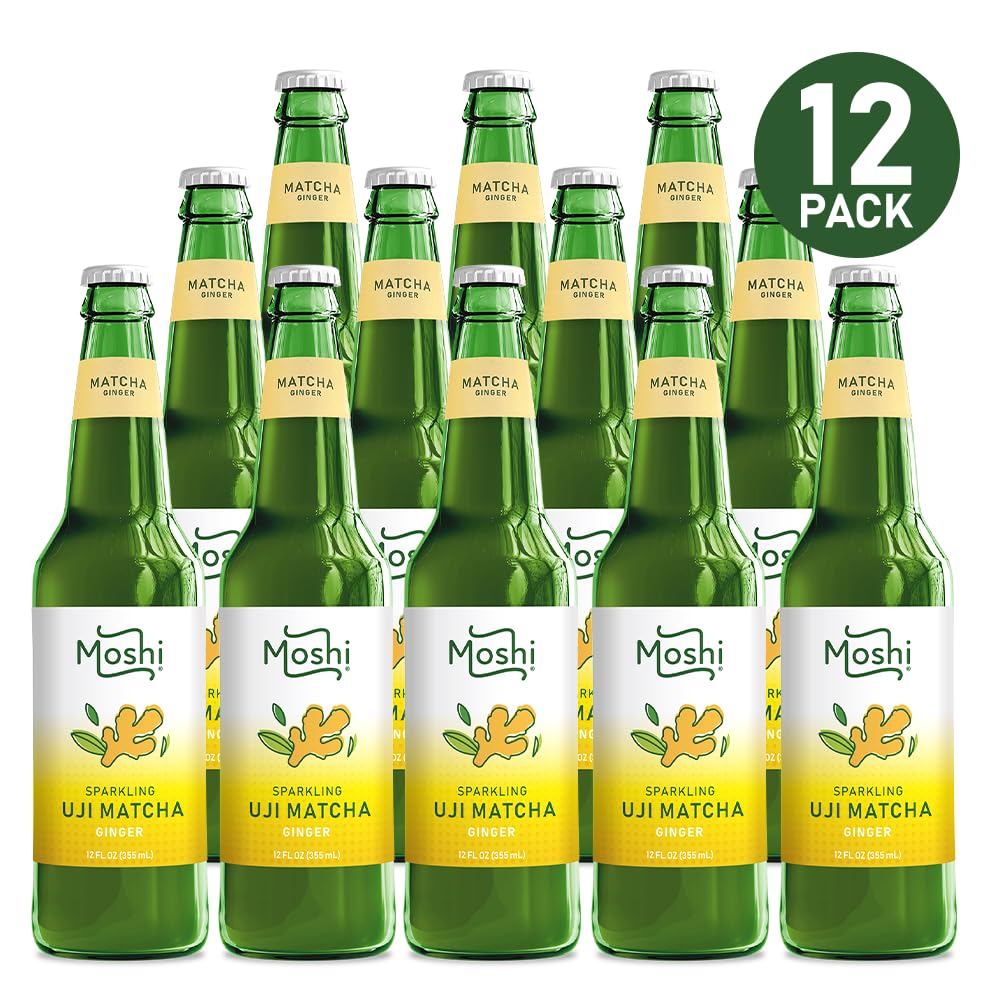Moshi Sparkling Drinks - Ginger Matcha Flavor - 12 Bottles