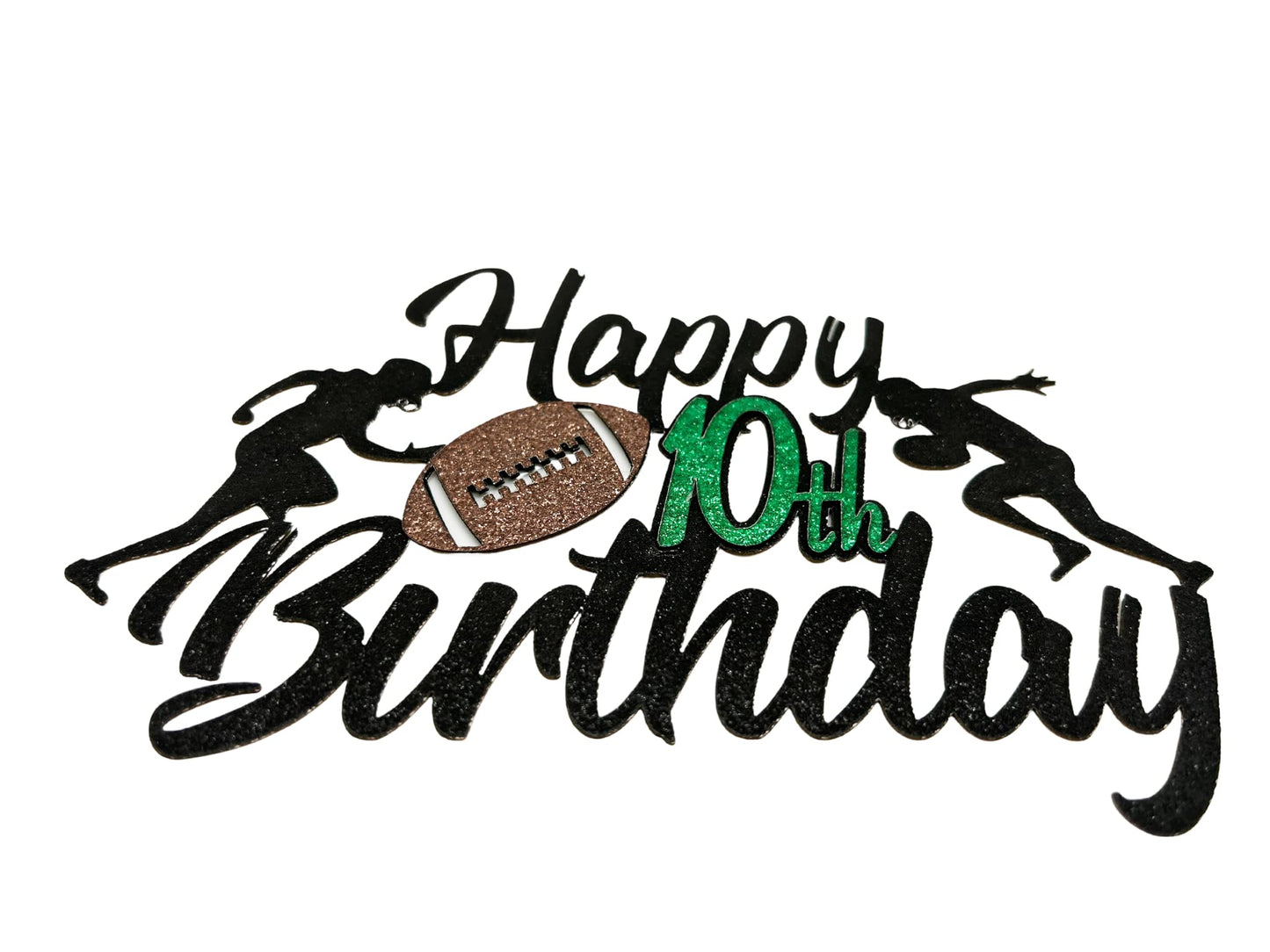 Happy 10Th Birthday Football Cake Topper 10 Ten Years Old Rugby Player Scene Cake Decoration For Kids Sport Theme Tenth Birthday