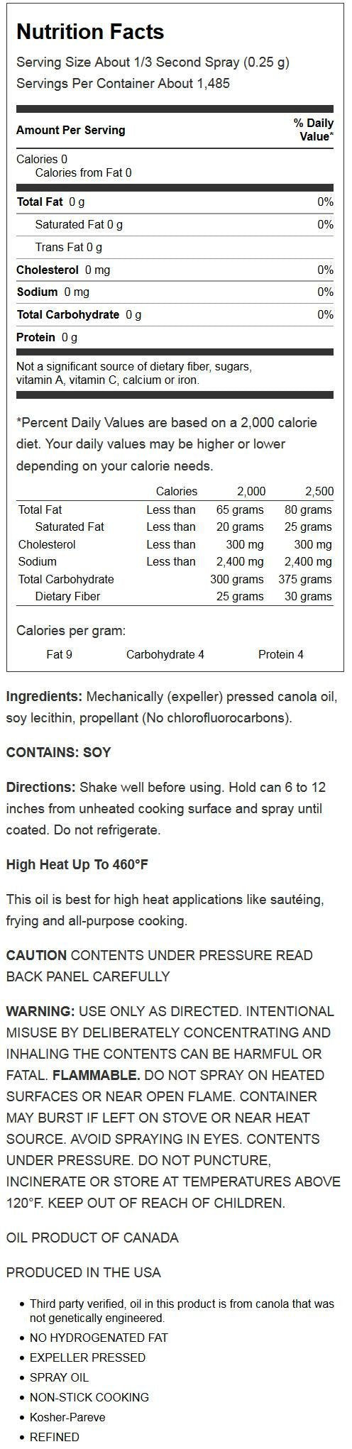 Spectrum Naturals Canola Oil Spray -- 16 Fl Oz