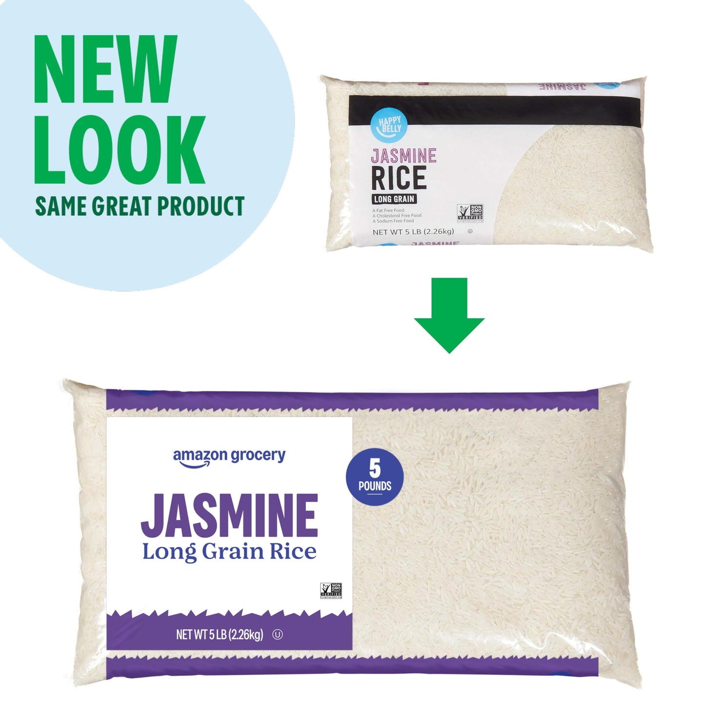Large Online Retailer Grocery, Jasmine Long Grain Rice, 5 Lb (Previously Happy Belly, Packaging May Vary)