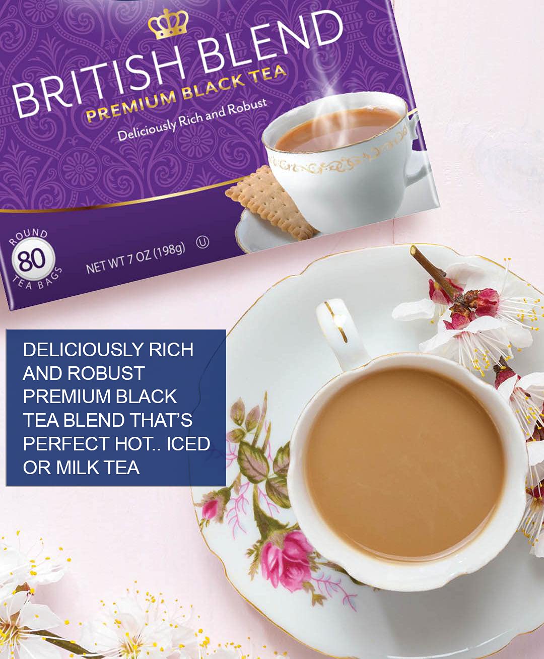 Tetley British Blend Premium Black Tea, 80 Teabags (Pack Of 6)