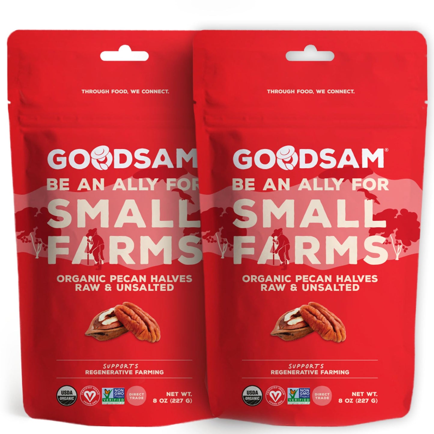 GoodSAM Organic Raw Pecan Halves 2 Pack, 8 oz Each, Gluten-Free, Sourced from Mexico, Regenerative Farming, Ideal for Vegan and 