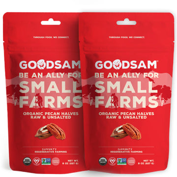 GoodSAM Organic Raw Pecan Halves 2 Pack, 8 oz Each, Gluten-Free, Sourced from Mexico, Regenerative Farming, Ideal for Vegan and 