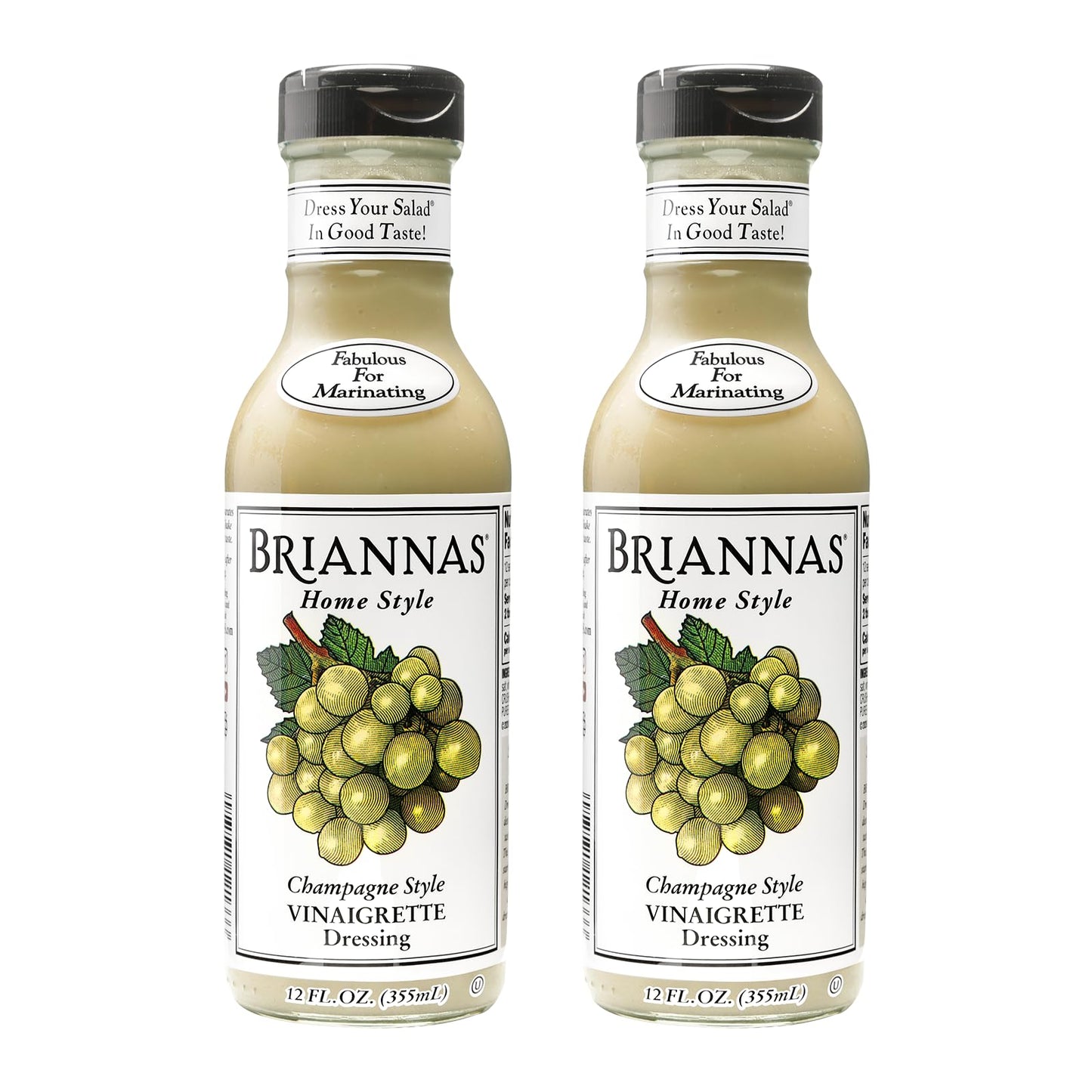 BRIANNAS Champagne Vinaigrette Dressing - Gluten Free & Kosher - 12 oz. Bottles - 2 Pack